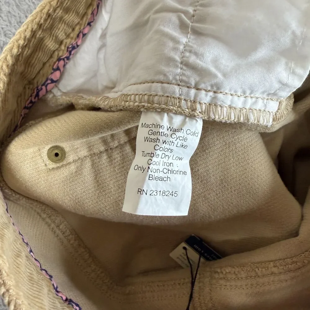 Vineyard Vines Corduroy Skirt 12 Beige Khaki Sand 5 Pocket Zip Fly Stretch